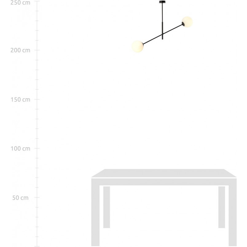 Lampa sufitowa LINEAR Emibig | 2 szklane kule, biało-czarna