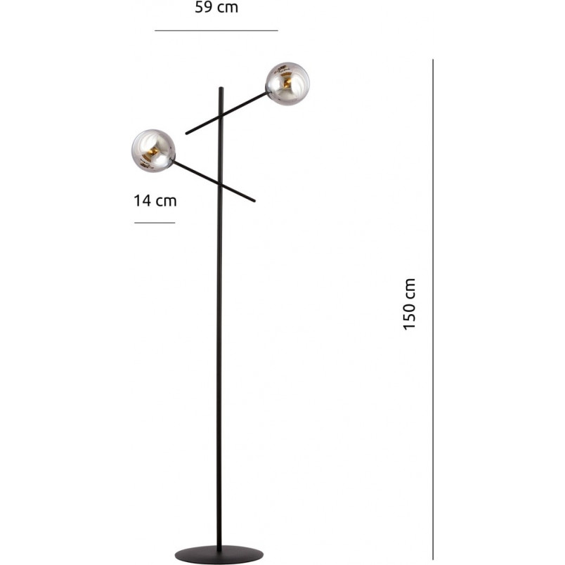 Lampa podłogowa Emibig LINEAR - Szklane kule, grafit/czarny