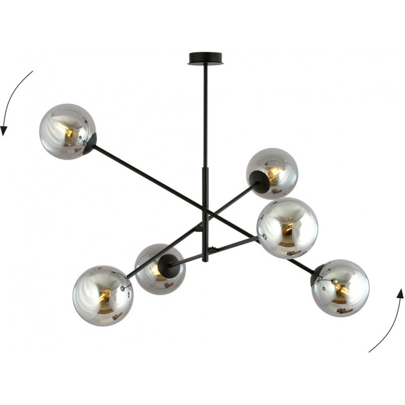 Lampa sufitowa Linear VI - szklane kule, grafit/czarny | Emibig