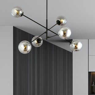 Lampa sufitowa Linear VI - szklane kule, grafit/czarny | Emibig