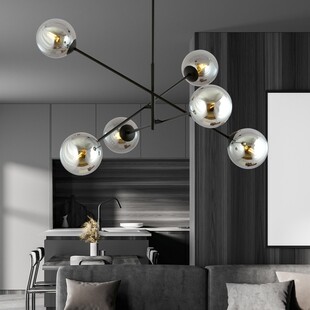 Lampa sufitowa Linear VI - szklane kule, grafit/czarny | Emibig