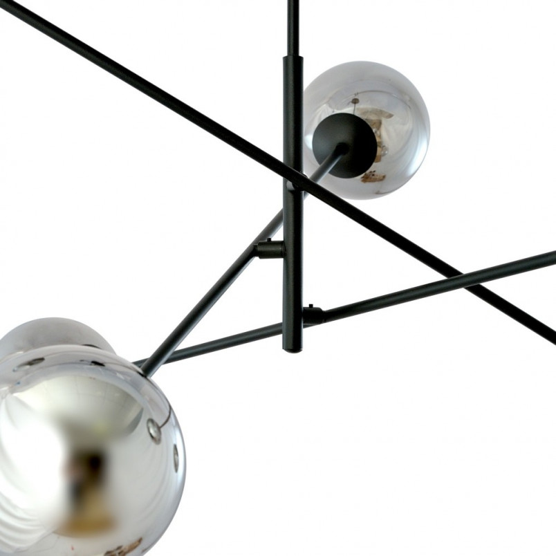 Lampa sufitowa Linear VI - szklane kule, grafit/czarny | Emibig