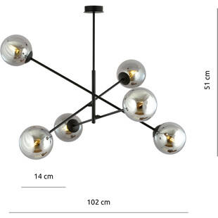 Lampa sufitowa Linear VI - szklane kule, grafit/czarny | Emibig