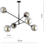 Lampa sufitowa Linear VI - szklane kule, grafit/czarny | Emibig