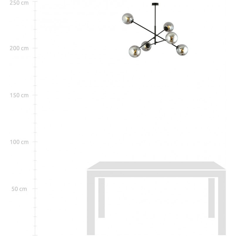 Lampa sufitowa Linear VI - szklane kule, grafit/czarny | Emibig
