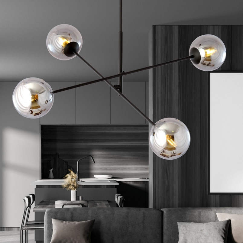 Lampa sufitowa Linear IV Emibig | Szklane kule, grafit/czarny