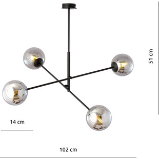 Lampa sufitowa Linear IV Emibig | Szklane kule, grafit/czarny