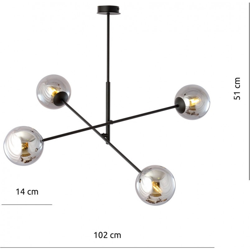 Lampa sufitowa Linear IV Emibig | Szklane kule, grafit/czarny