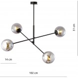 Lampa sufitowa Linear IV Emibig | Szklane kule, grafit/czarny