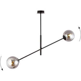 Lampa sufitowa LINEAR - 2 kule, grafit/czarny | Emibig