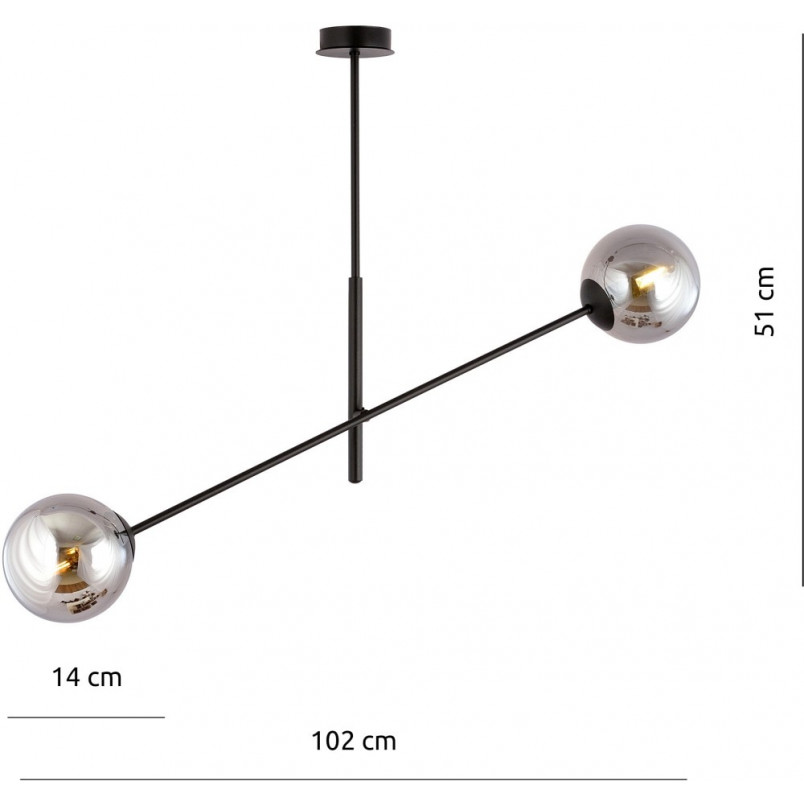 Lampa sufitowa LINEAR - 2 kule, grafit/czarny | Emibig