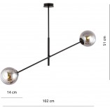 Lampa sufitowa LINEAR - 2 kule, grafit/czarny | Emibig