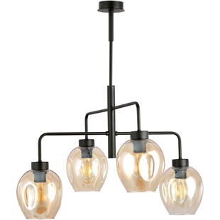 Lampa sufitowa szklana Lukka IV 63cm czarno-bursztynowa Emibig