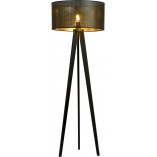 Lampa podłogowa trójnóg z abażurem Aston czarno-złota Emibig do salonu