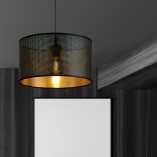 Lampy do salonu, sypialni i kuchni | Lampa wisząca okrągła ażurowa Aston 35 czarno-złota Emibig
