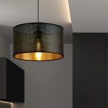 Lampy do salonu, sypialni i kuchni | Lampa wisząca okrągła ażurowa Aston 35 czarno-złota Emibig