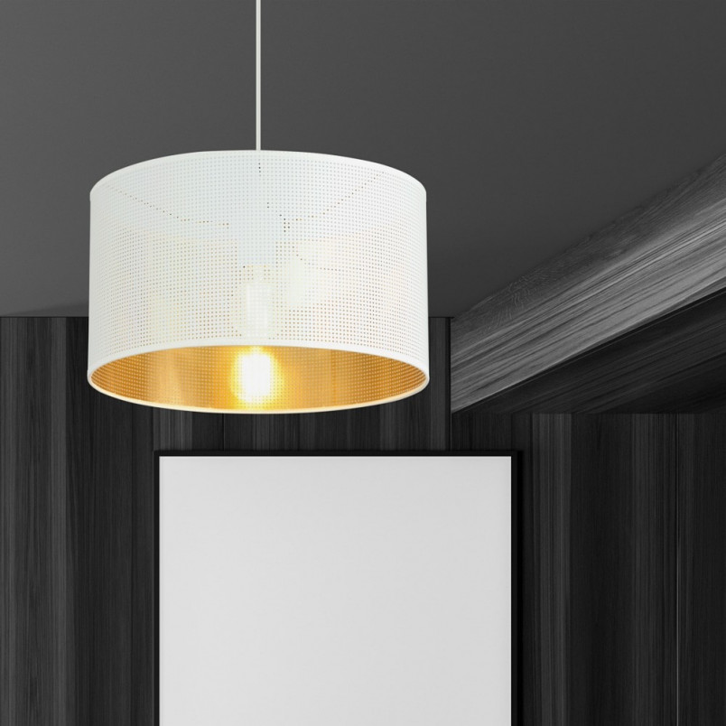 Lampa wisząca Aston - Biało-złota, ażurowa | Emibig