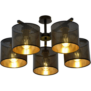Lampa sufitowa ażurowa Jordan V 55cm czarno-złota Emibig