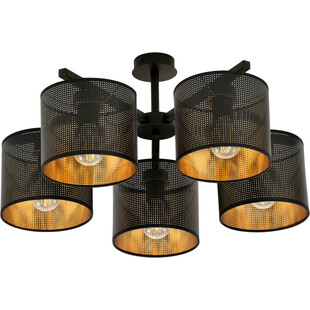Lampa sufitowa ażurowa Jordan V 55cm czarno-złota Emibig