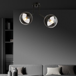 Lampa sufitowa Nova II Emibig - Szklane kule, czarny pasek