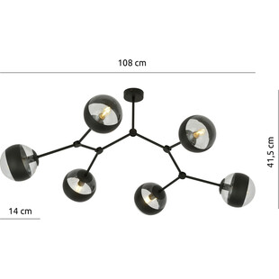 Lampa Sufitowa Space VI | Szkło, Czarny | Emibig