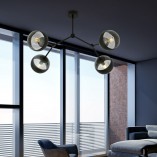 Lampa Sufitowa Space IV | Szkło, Czarny | Emibig