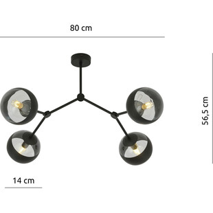 Lampa Sufitowa Space IV | Szkło, Czarny | Emibig