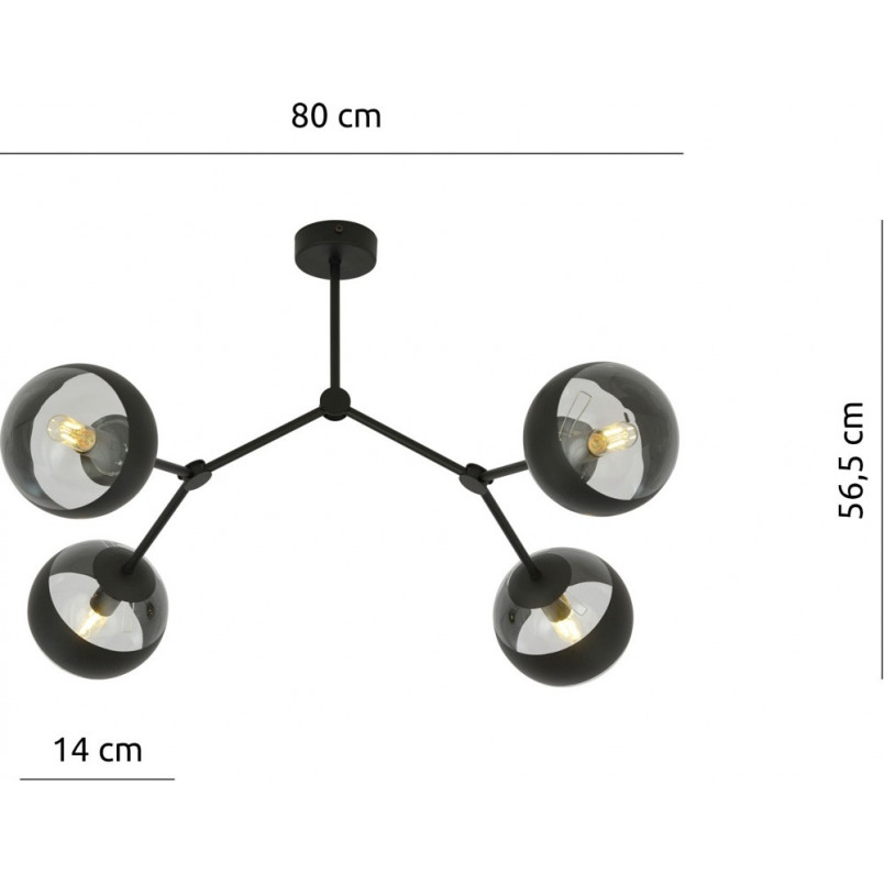Lampa Sufitowa Space IV | Szkło, Czarny | Emibig