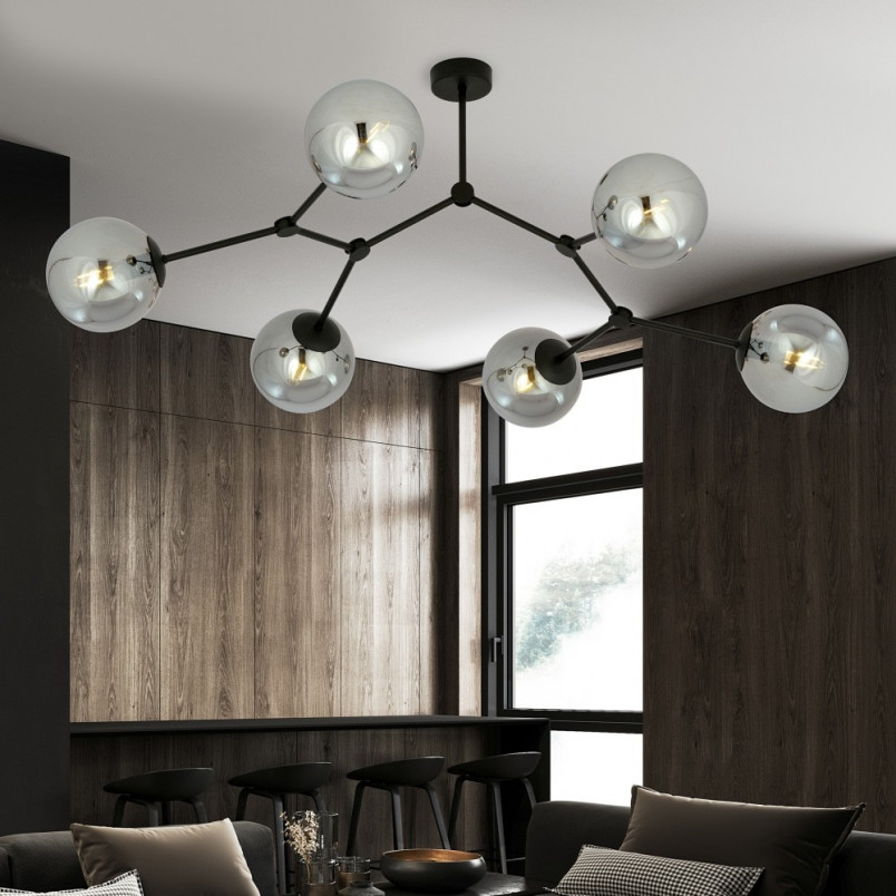 Lampa Sufitowa Space VI - Szklane Kule, Grafit/Czarny | Emibig