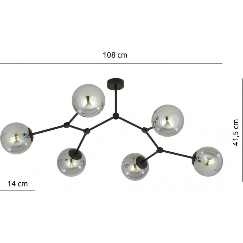 Lampa Sufitowa Space VI - Szklane Kule, Grafit/Czarny | Emibig