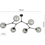 Lampa Sufitowa Space VI - Szklane Kule, Grafit/Czarny | Emibig