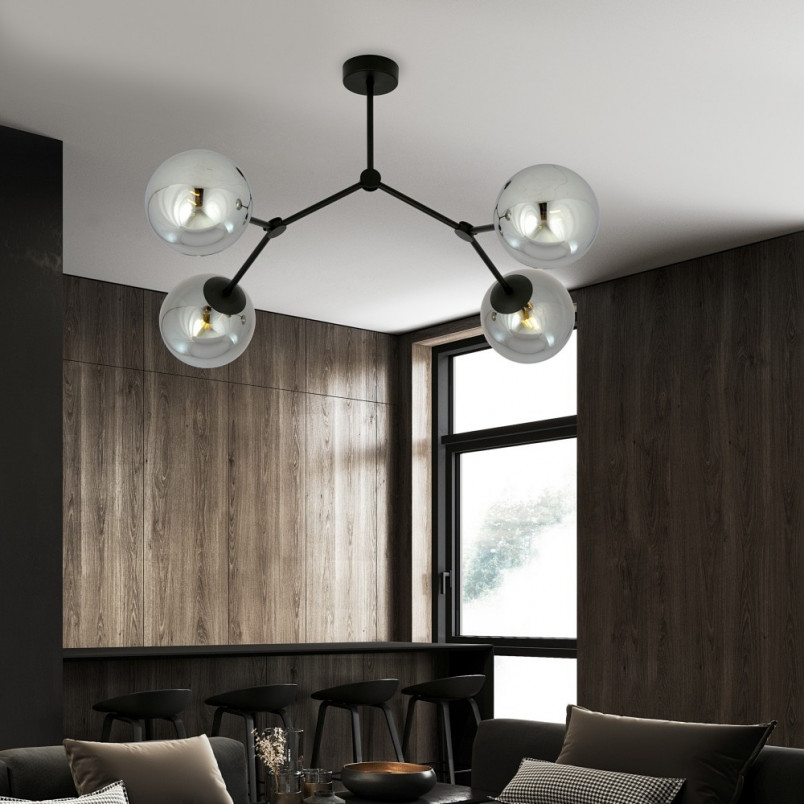 Lampa Sufitowa Space IV | Szklane Kule, Grafit/Czarny | Emibig