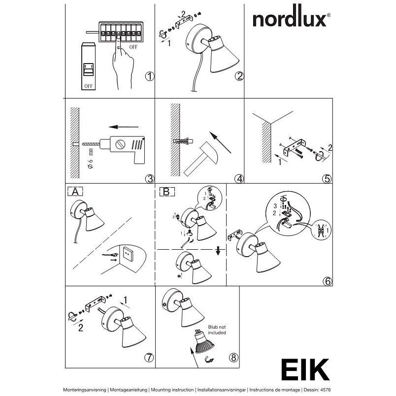 Kinkiet Nordlux Eik szary - Skandynawski design | Kup online