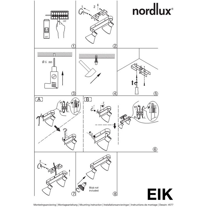 Reflektor Eik Double biały | Nordlux - Skandynawski Design