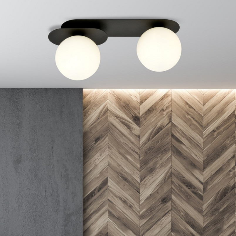 Plafon szklany Plaza 2 | Biało-czarny | Emibig - 45cm