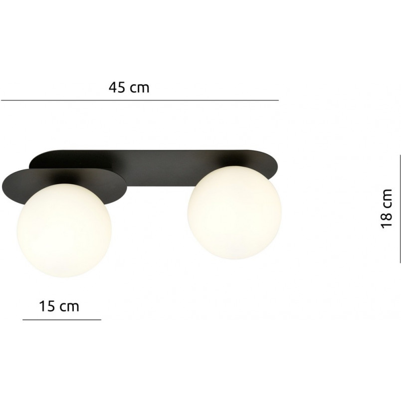 Plafon szklany Plaza 2 | Biało-czarny | Emibig - 45cm