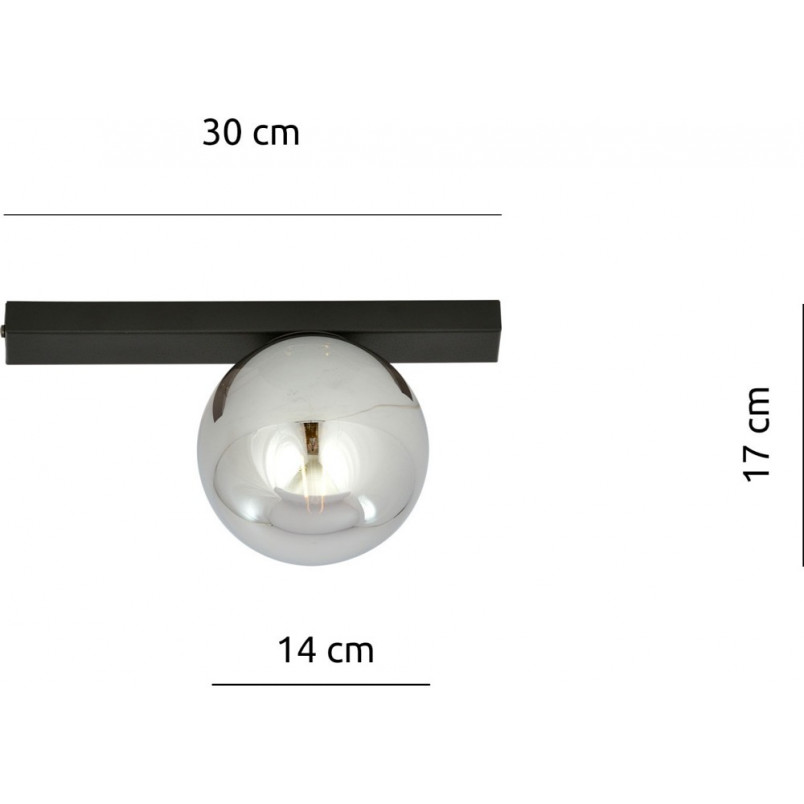 Plafon szklany Fit 14cm - grafitowo-czarny | Emibig