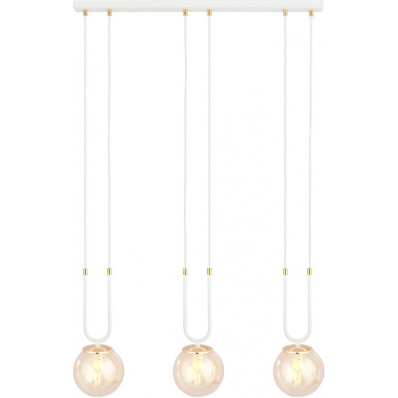 Lampa Wisząca Glam III - Szklane Kule, Biało-Bursztynowa | Emibig