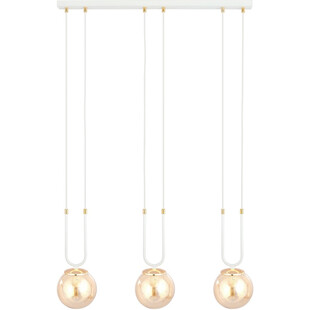 Lampa Wisząca Glam III - Szklane Kule, Biało-Bursztynowa | Emibig