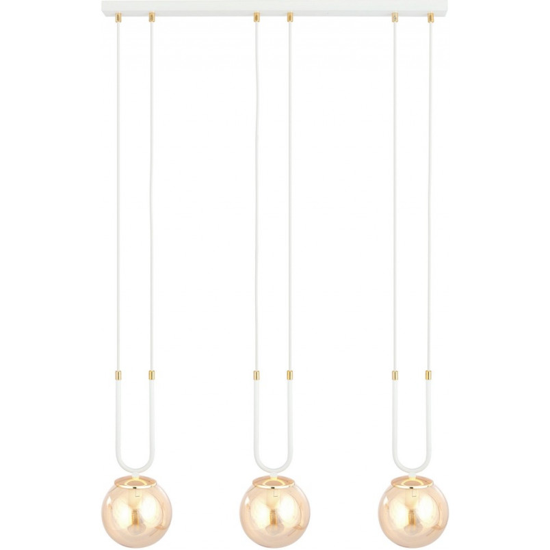 Lampa Wisząca Glam III - Szklane Kule, Biało-Bursztynowa | Emibig
