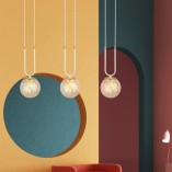 Lampa Wisząca Glam III - Szklane Kule, Biało-Bursztynowa | Emibig