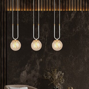 Lampa Wisząca Glam III - Szklane Kule, Biało-Bursztynowa | Emibig