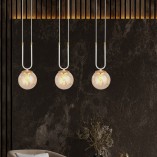 Lampa Wisząca Glam III - Szklane Kule, Biało-Bursztynowa | Emibig