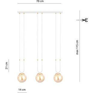 Lampa Wisząca Glam III - Szklane Kule, Biało-Bursztynowa | Emibig