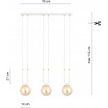 Lampa Wisząca Glam III - Szklane Kule, Biało-Bursztynowa | Emibig