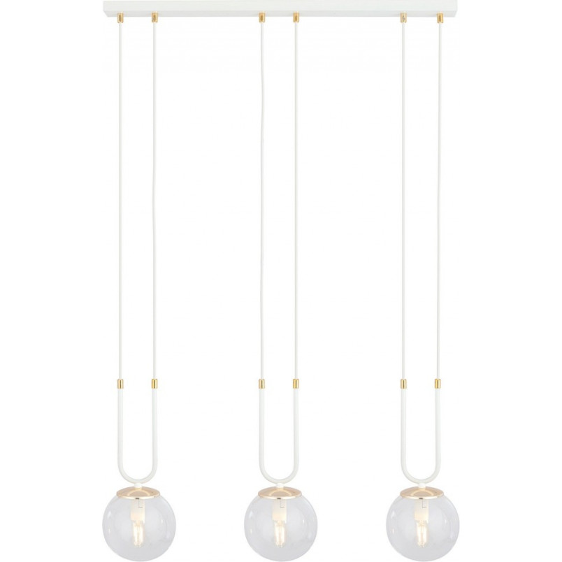 Lampa Wisząca Glam III - Szklane Kule, Biało-Przeźroczysta | Emibig