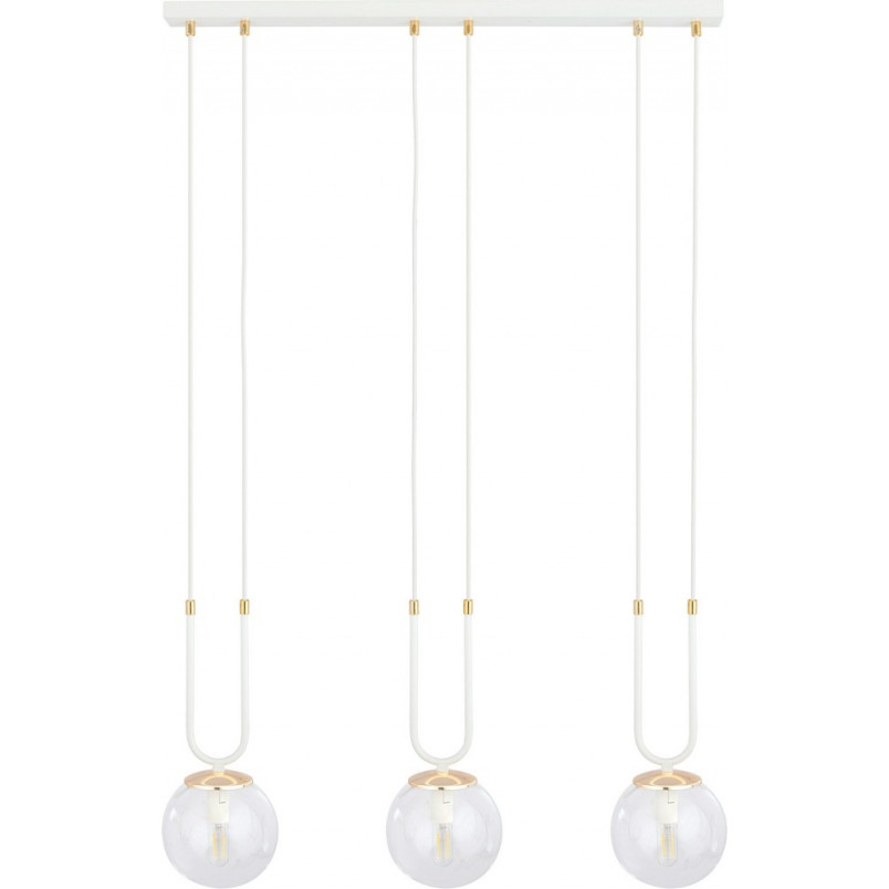 Lampa Wisząca Glam III - Szklane Kule, Biało-Przeźroczysta | Emibig