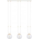 Lampa Wisząca Glam III - Szklane Kule, Biało-Przeźroczysta | Emibig