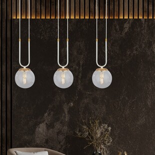 Lampa Wisząca Glam III - Szklane Kule, Biało-Przeźroczysta | Emibig