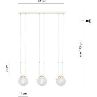 Lampa Wisząca Glam III - Szklane Kule, Biało-Przeźroczysta | Emibig